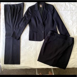 Anne Klein 3 Piece Navy Suit Separates Size 16 Jacket & pants, skirt Size 14.